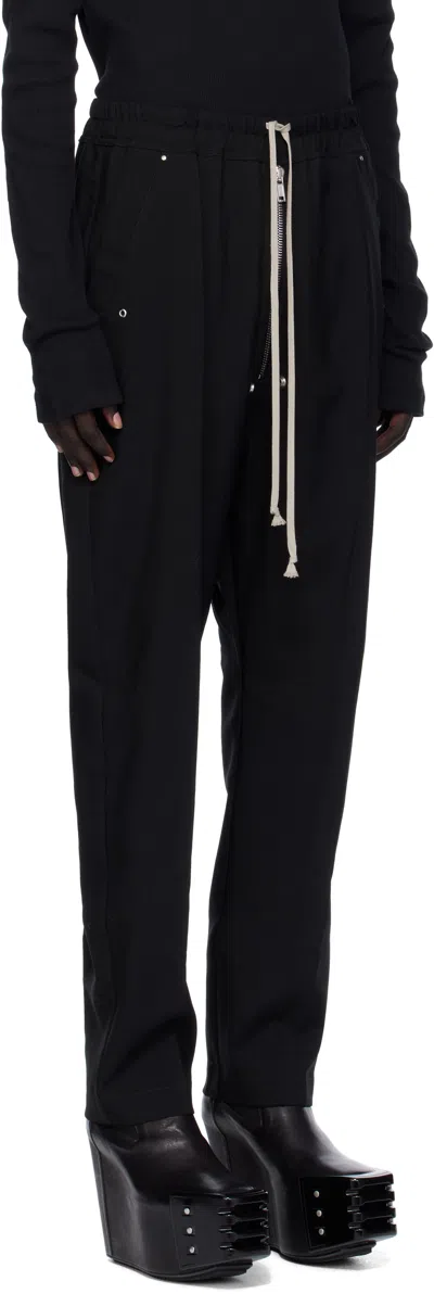 Rick Owens Black Drawstring Button Trousers In Black