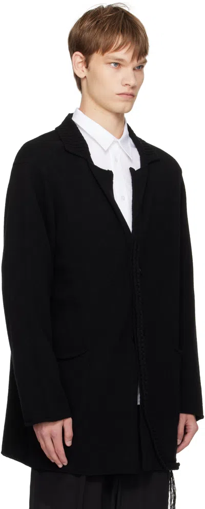 Yohji Yamamoto Black String Detail Blazer In Black