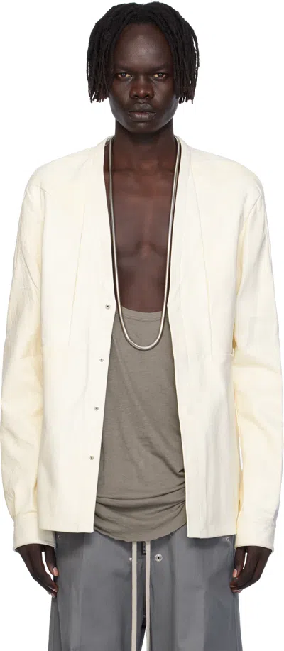 Rick Owens Off-white Girdered Larry Leather Jacket In Multi