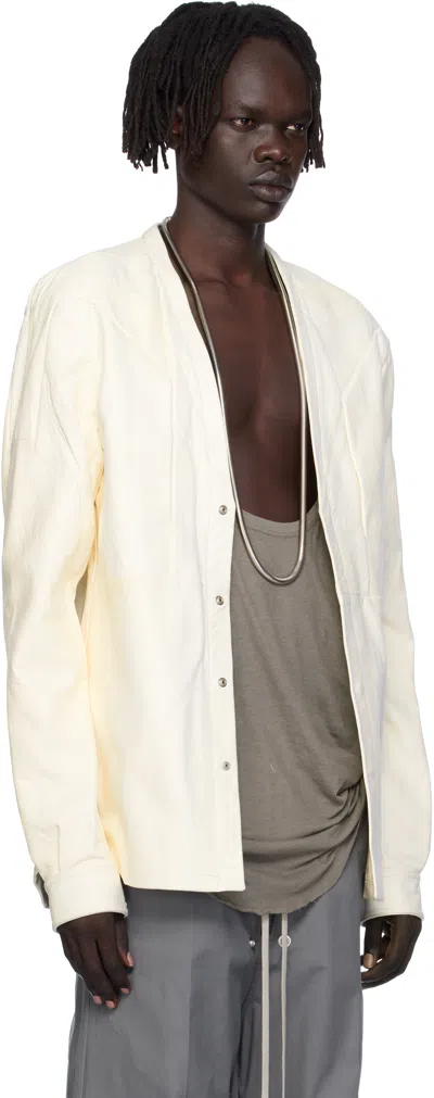 Rick Owens Off-white Girdered Larry Leather Jacket In Multi