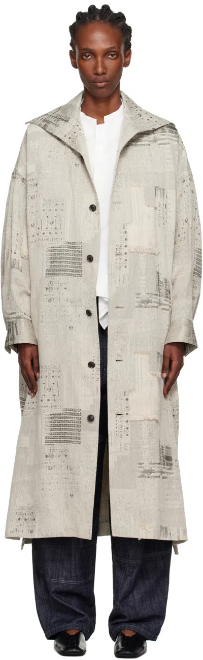 Y's Beige U-stand D Big Coat In Gray