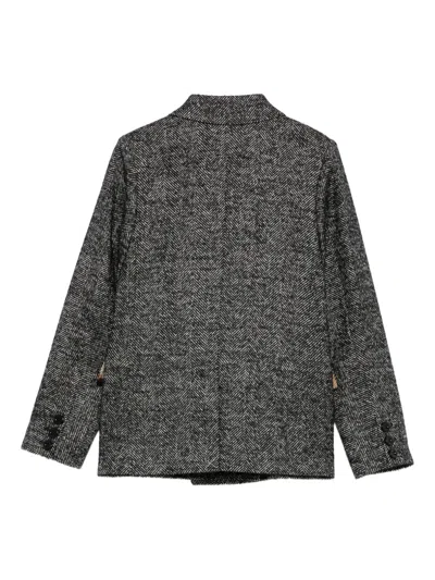 Dolce & Gabbana Herringbone Double-breasted Blazer In Black