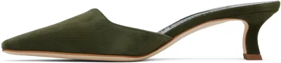 Manolo Blahnik Khaki Moiramu Mules In Green