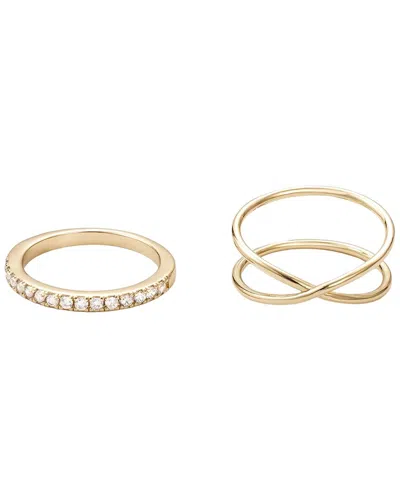 Adornia Gold Cubic Zirconia X And Eternity Ring Set In Gold