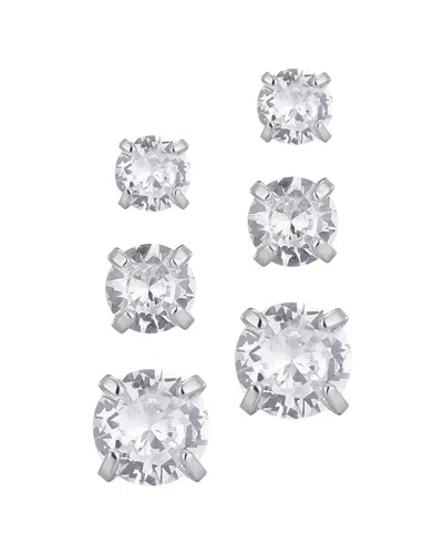Adornia Set Of 3 Solitaire Cubic Zirconia Stud Earrings In Gray