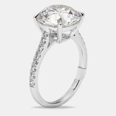 Pre-owned The Diamond Edit 3.30 Cts Round Brilliant Lab Grown Diamonds 18k White Gold Ring Size 52