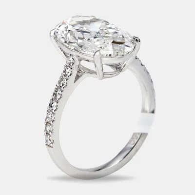 Pre-owned The Diamond Edit 5.30 Cts Oval Brilliant And Round Lab Grown Diamonds 18k White Gold Ring Size 53
