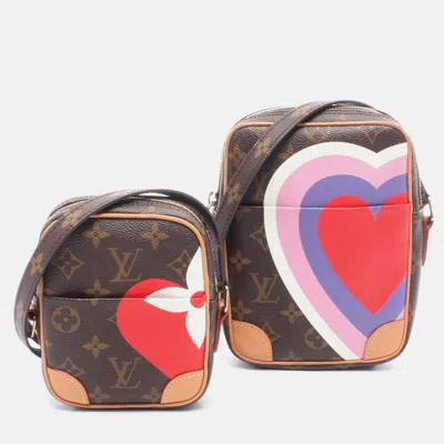 Pre-owned Louis Vuitton Panam Set Shoulder Bag Game On Monogram Pvc Coated Canvas Leather Brown Multicolor