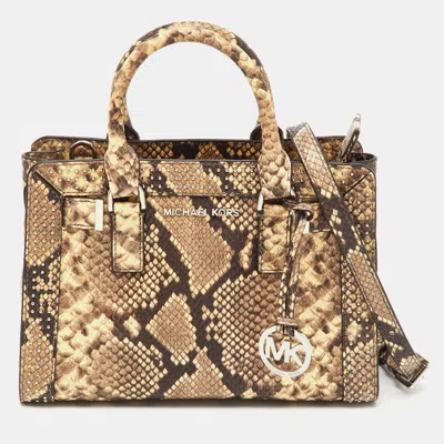 Pre-owned Michael Michael Kors Multicolor Snakeskin Embossed Leather Small Dillon Satchel