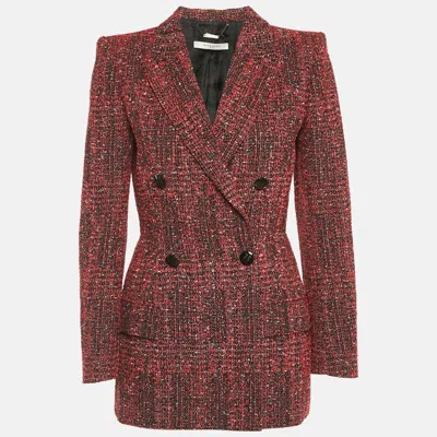 Pre-owned Givenchy Black /red Tweed Double Breasted Open Front Blazer M