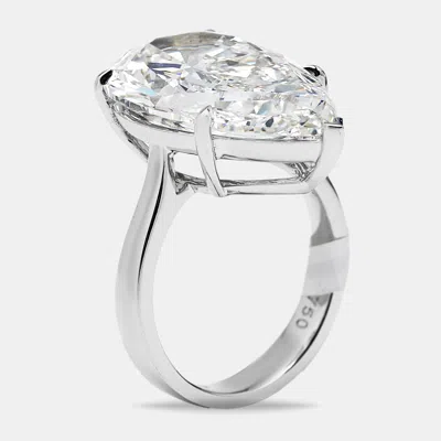 Pre-owned The Diamond Edit 4.00 Cts Pear Brilliant Lab Grown Diamonds 18k White Gold Ring Size 56