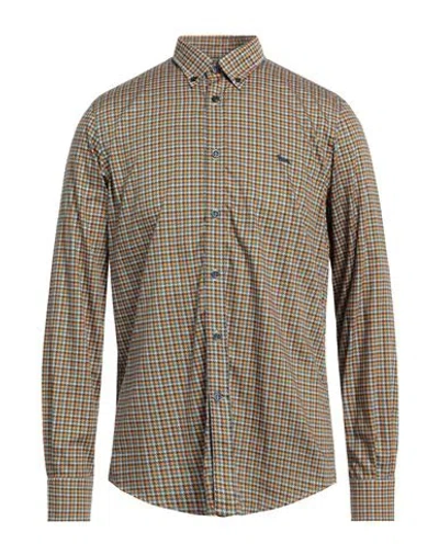 Harmont & Blaine Man Shirt Deep Teal Size 3xl Cotton In Brown