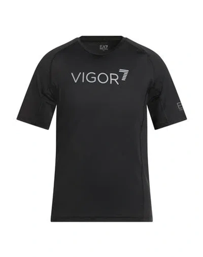 Ea7 Man T-shirt Black Size Xl Polyester, Elastane In Black