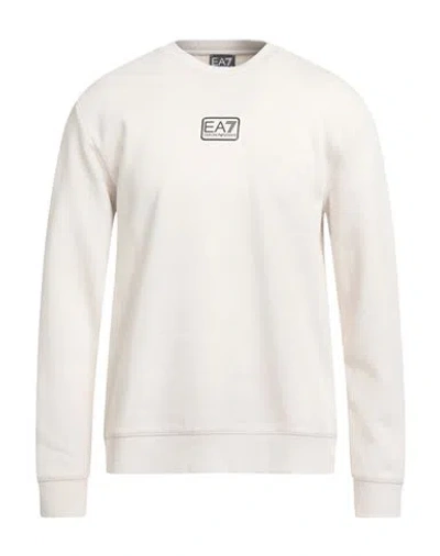 Ea7 Man Sweatshirt Cream Size 3xl Cotton, Polyester, Elastane In Neutral