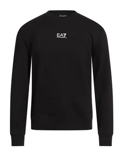 Ea7 Man Sweatshirt Black Size 3xl Cotton, Polyester, Elastane In Black