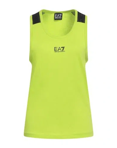 Ea7 Man Tank Top Lime Green Size L Cotton, Polyester In Green