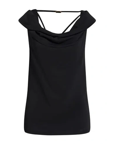 Twinset Woman Top Black Size 14 Polyester, Elastane In Black