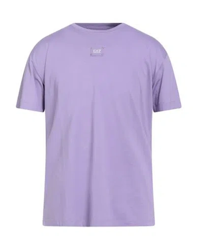 Ea7 Man T-shirt Lilac Size Xl Cotton In Purple