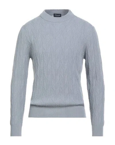 Drumohr Man Sweater Light Grey Size 42 Lambswool In Gray