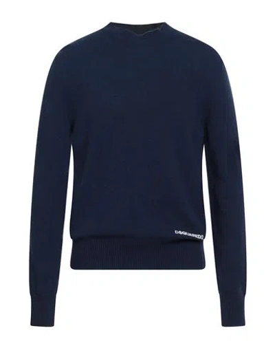 Dsquared2 Man Sweater Navy Size L Wool, Polyamide In Blue