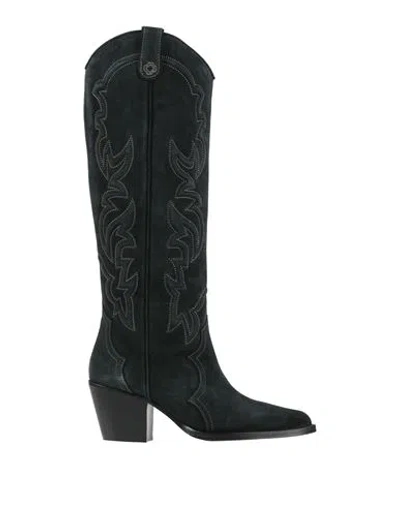 Maje Woman Boot Charcoal Size 8 Leather In Multi