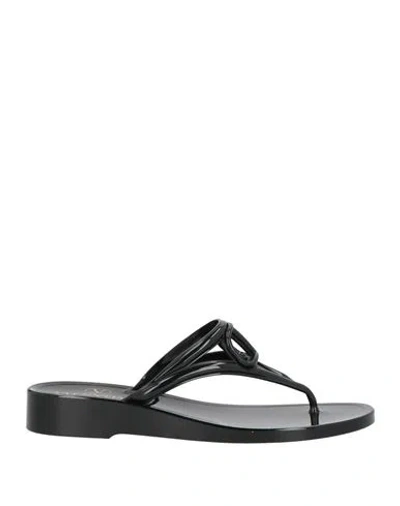 Valentino Garavani Woman Thong Sandal Black Size 8 Synthetic Fibers