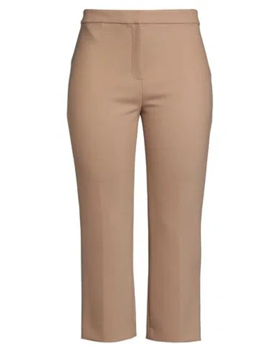 Theory Woman Pants Camel Size 12 Polyester, Wool, Elastane In Brown
