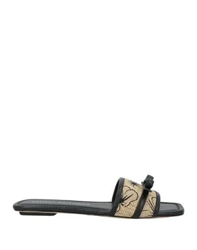 Stuart Weitzman Floral-detail Slides In Black