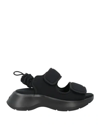 Hogan Woman Sandals Black Size 6 Textile Fibers In Black