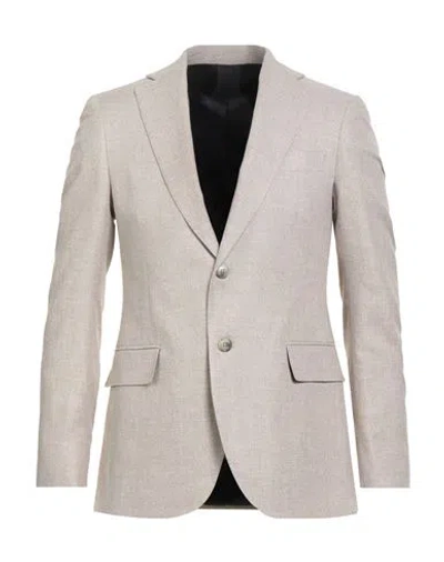 Tombolini Man Blazer Beige Size 48 Cotton, Polyester, Linen, Elastane In White