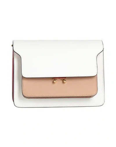 Marni Woman Shoulder Bag White Size - Calfskin, Brass In Metallic