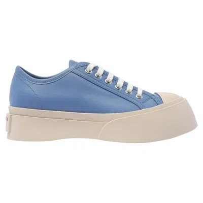 Marni Oversize Sole Leather Sneakers In Blue