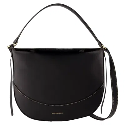 Vanessa Bruno Large Top Handle Curved Shoulder Bag In Black