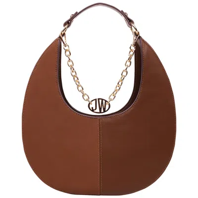 Jason Wu Smooth & Suede Pu Shoulder Bag With Chain Logo Detail In Brown