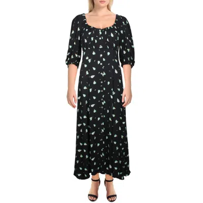 Ghost London Alice Womens Pear Print Maxi Shirtdress In Black