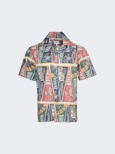 Rhude Collegiate Flag Snap Shirt Multicolor In Multi