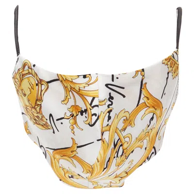 Versace Gianni Signature Barocco Medusa Baroque Silk Face Mask In White