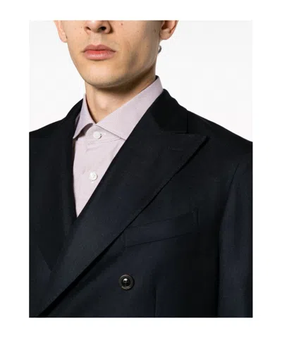 Boglioli Virgin Wool And Cotton Double-breasted K-jacket In Dark Blue