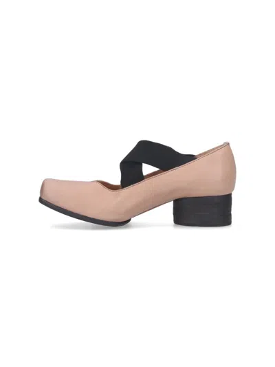 Uma Wang Leather Ballerina Flats With 23 Mm Square Toe In Multi