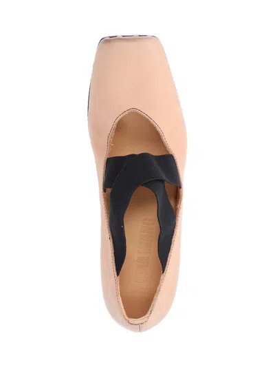 Uma Wang Leather Ballerina Flats With 23 Mm Square Toe In Multi