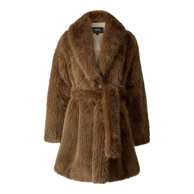 Mackage Kacela Faux-fur Wrap Coat In Brown