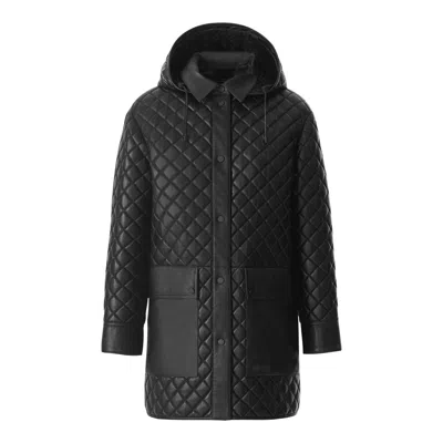 Mackage Litzy Quilted Hooded Leather Jacket In Black
