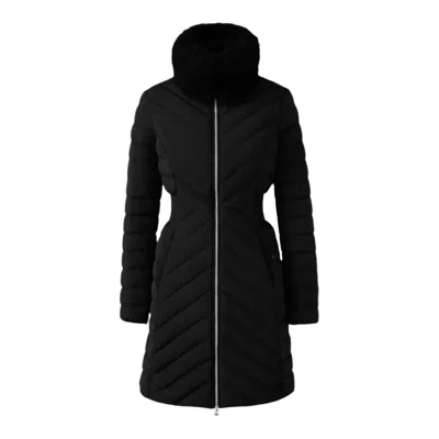 Mackage Lyris Quilted Down Coat With Detachable Shearling Trim In Black