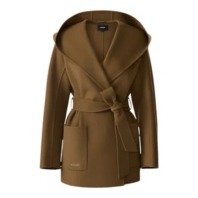Mackage Paya Double-face Wool Wrap Coat In Brown