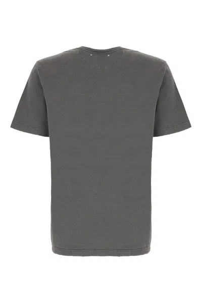 Golden Goose T-shirt In White Cotton With Iconic Logo Star In Burgundy
