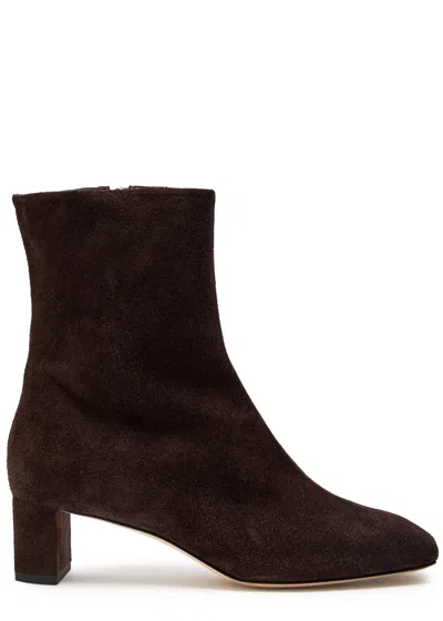 Aeyde 45mm Millie Suede Block-heel Boots In Brown