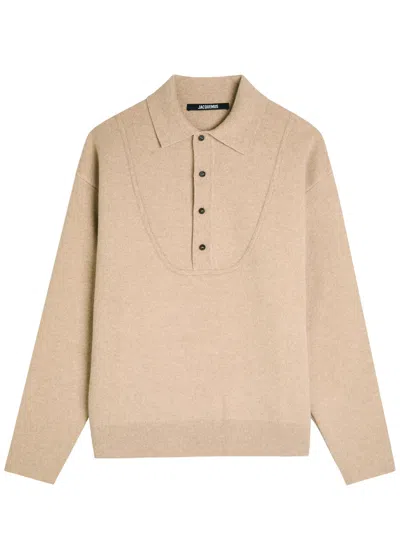 Jacquemus La Maille Vareuse Pallone Wool And Cashmere-blend Sweater In Neutral