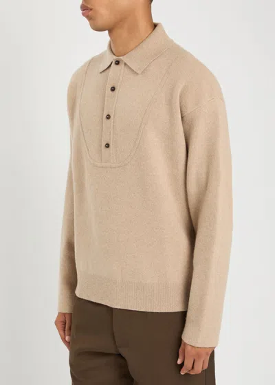 Jacquemus La Maille Vareuse Pallone Wool And Cashmere-blend Sweater In Neutral