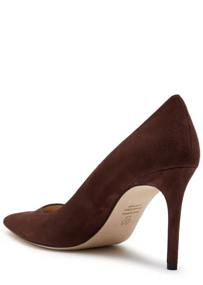 Stuart Weitzman Stuart Power 85 Pointed-toe Pumps In Brown