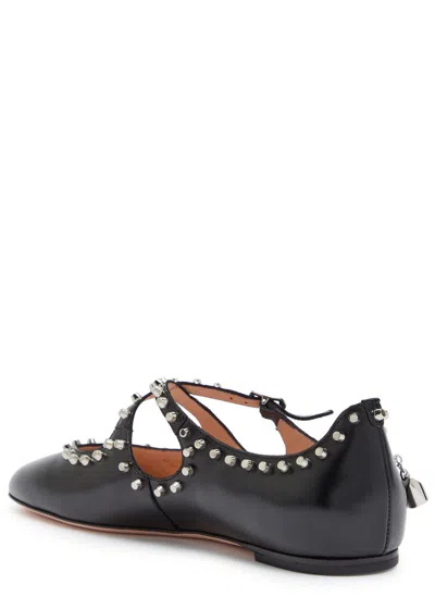 Bally Beliska Studded Leather Ballet Flats In Blue